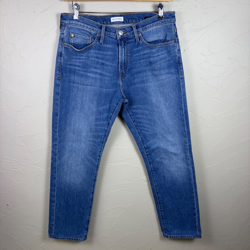 Ace Rivington Brodie Taper Jeans 33x29 Blue Denim Mens Premium Candiani Denim